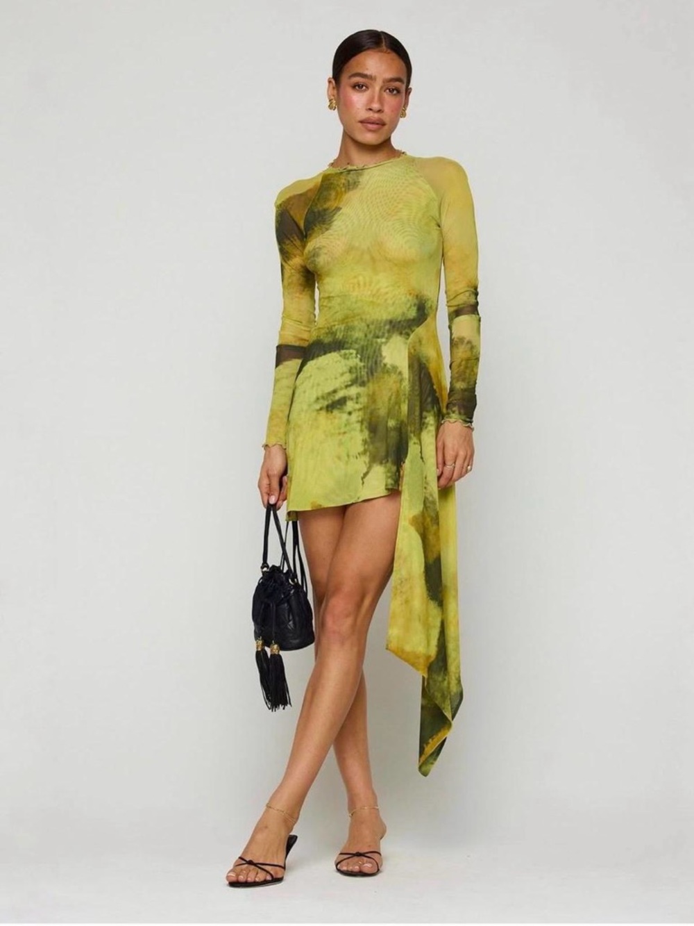 RESA Suzanne in Moonshadow Green Longsleeve Mini Dress